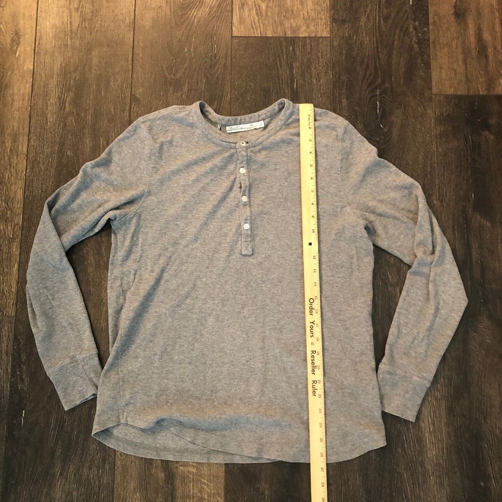Criquet Shirt Mens Medium Grey Thermal Henley Long Sleeve Knit Dexter Morgan - Picture 7 of 9